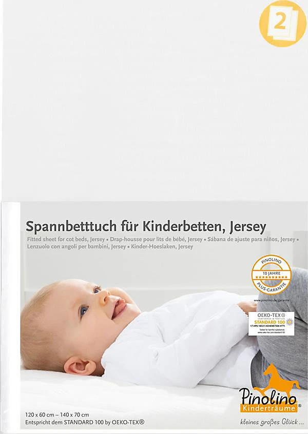 Pinolino Spannbetttuch Für Kinderbetten, Jersey, Weiß 1 Pinolino Spannbetttuch Für Kinderbetten, Jersey, Weiß