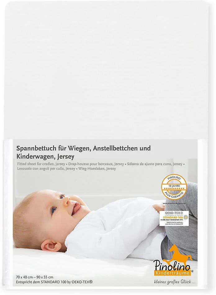 Pinolino Spannbetttuch Für Wiegen Und Anstellbettchen, Jersey, Weiß 3 Pinolino Spannbetttuch Für Wiegen Und Anstellbettchen, Jersey, Weiß – Bild 3