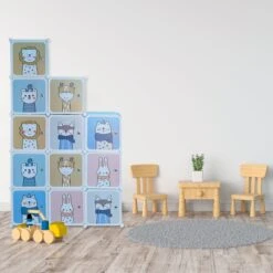 Kinder-Steckregal In Hellblau - (B)110 X (H)145 X (T)37 Cm -Kindermöbel relaxdays kinder steckregal in hellblau b 110 x h 145 x t 37 cm 4