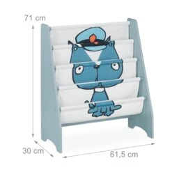 Kinderbücherregal "Hund" In Blau/ Weiß - (B)61,5 X (H)71 X (T)30 Cm -Kindermöbel relaxdays kinderbucherregal hund in blau weiss b 61 5 x h 71 x t 30 cm 3