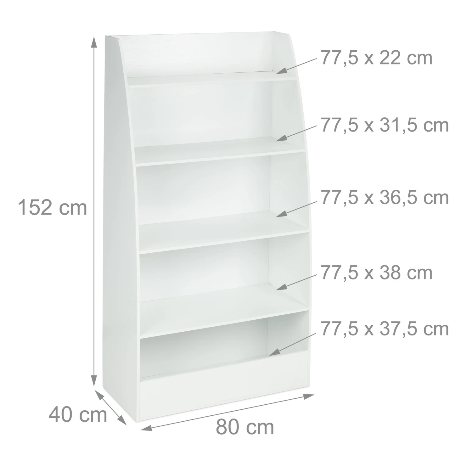 Kinderbücherregal In Weiß - (B)80 X (H)152 X (T)40 Cm 4 Kinderbücherregal In Weiß - (B)80 X (H)152 X (T)40 Cm – Bild 4