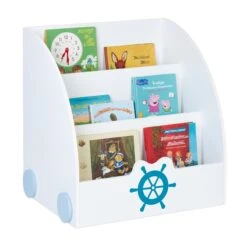 Kinderbücherregal "Seefahrt" In Weiß/ Blau - (B)58 X (H)60 X (T)45 Cm -Kindermöbel relaxdays kinderbucherregal seefahrt in weiss blau b 58 x h 60 x t 45 cm 7