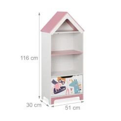Kinderregal "Heldin" In Weiß/ Rosa - (B)51 X (H)116 X (T)30 Cm -Kindermöbel relaxdays kinderregal heldin in weiss rosa b 51 x h 116 x t 30 cm 3