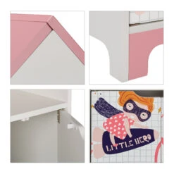 Kinderregal "Heldin" In Weiß/ Rosa - (B)51 X (H)116 X (T)30 Cm -Kindermöbel relaxdays kinderregal heldin in weiss rosa b 51 x h 116 x t 30 cm 6