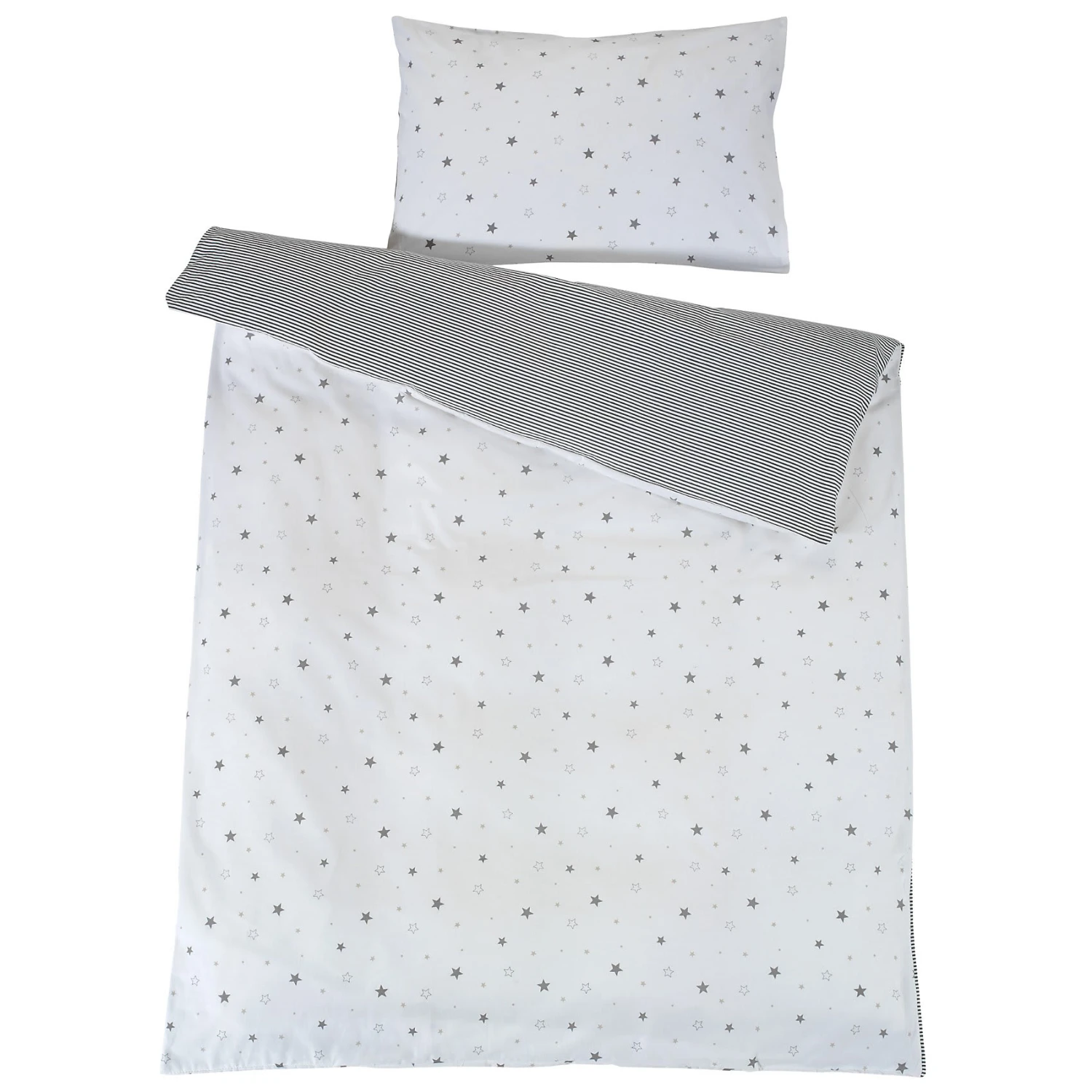Kinderbettwäsche Sternchen, Baumwolle, Grau, 100 X 135 Cm 1 Kinderbettwäsche Sternchen, Baumwolle, Grau, 100 X 135 Cm