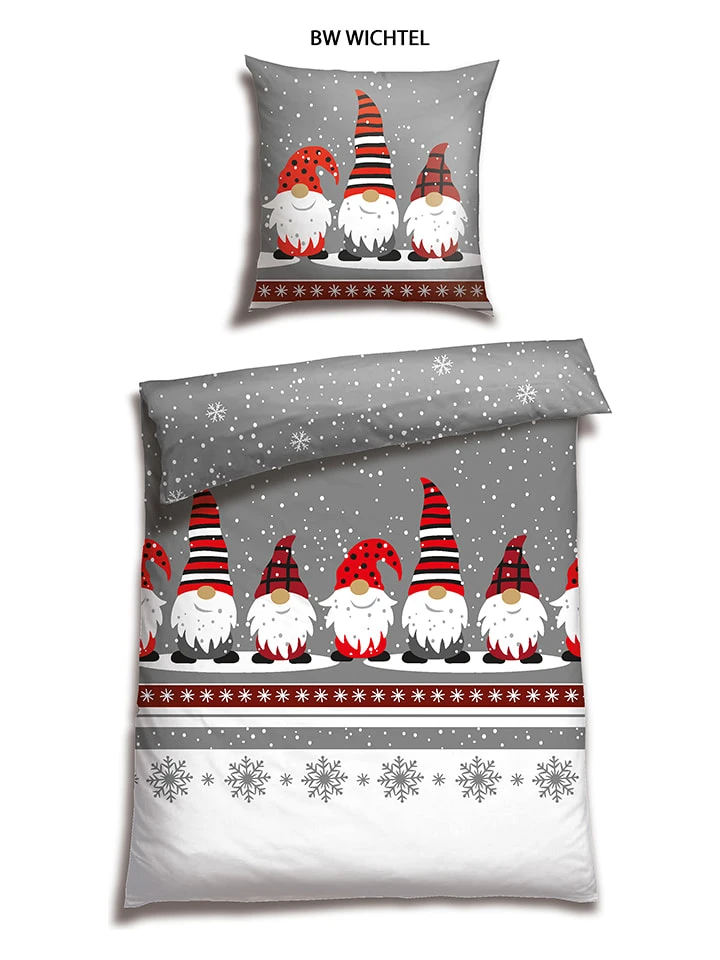Schiesser Feinbiber-Bettwäsche-Set "Wichtel" In Grau 1 Schiesser Feinbiber-Bettwäsche-Set "Wichtel" In Grau