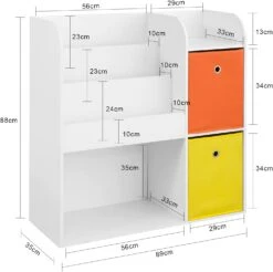 Bücherregal In Weiß - (B)89 X (H)88 X (T)35cm -Kindermöbel sobuy bucherregal in weiss b 89 x h 88 x t 35cm 3