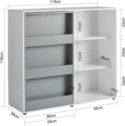 Bücherregal In Weiß Und Hellgrau - (B)119 X (H)116 X (T)39cm 9 Bücherregal In Weiß Und Hellgrau - (B)119 X (H)116 X (T)39cm -Kindermöbel sobuy bucherregal in weiss und hellgrau b 119 x h 116 x t 39cm 3