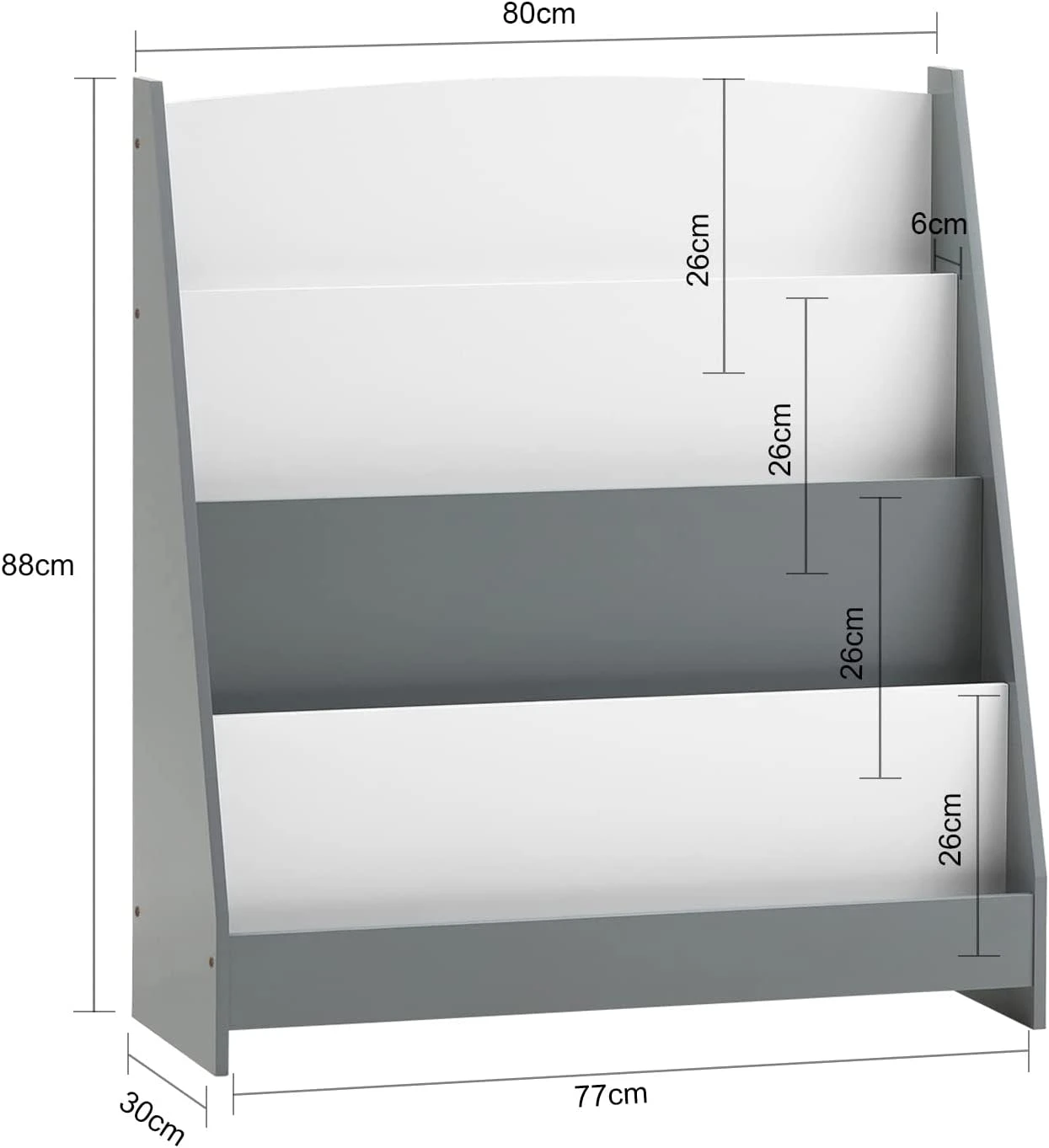 Bücherregal In Weiß Und Hellgrau - (B)80 X (H)88 X (T)30cm 4 Bücherregal In Weiß Und Hellgrau - (B)80 X (H)88 X (T)30cm – Bild 4