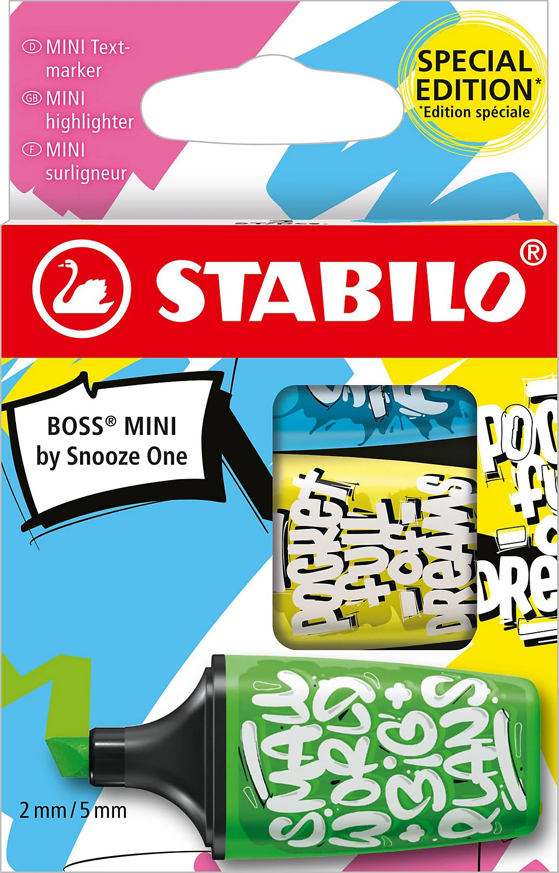 Stabilo Textmarker BOSS MINI By Snooze One, 3 Farben (blau, Gelb, Grün) 1 Stabilo Textmarker BOSS MINI By Snooze One, 3 Farben (blau, Gelb, Grün)