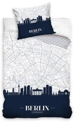 Bettwäsche-Set "Berlin" In Weiß / Dunkelblau