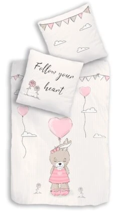 Mädchen Bettwäsche-Set "Hase" In Beige / Rosa