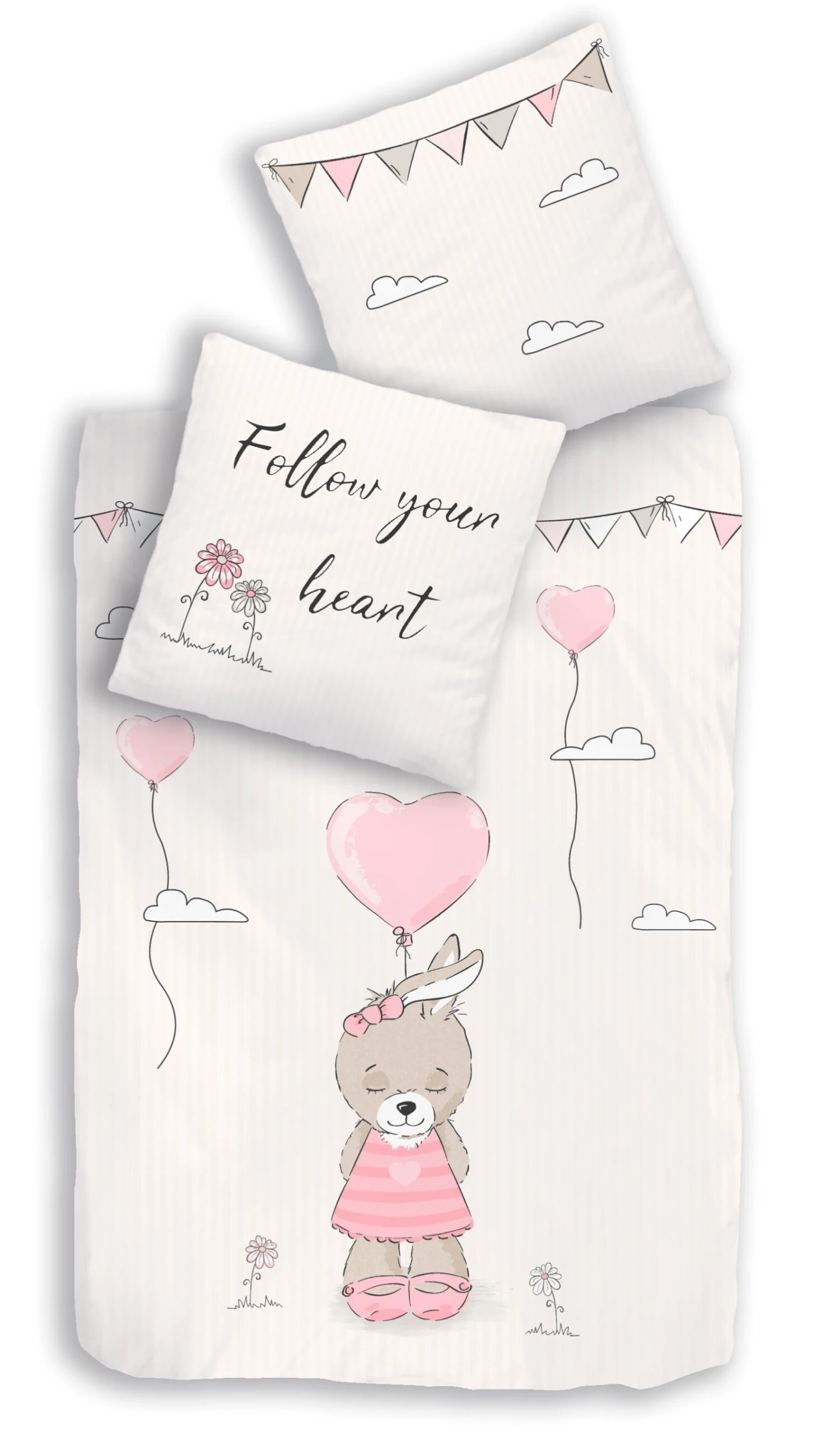 Mädchen Bettwäsche-Set "Hase" In Beige / Rosa 1 Mädchen Bettwäsche-Set "Hase" In Beige / Rosa