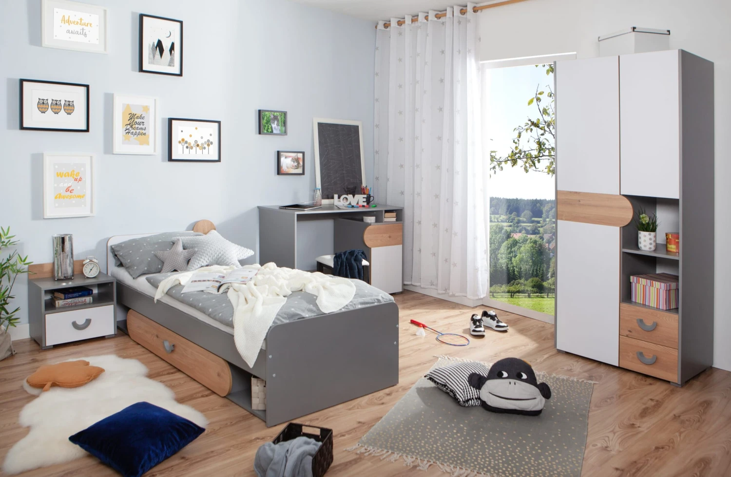 TICAA Jugendzimmer "Mira", 4-tlg, Grau In Grau 2 TICAA Jugendzimmer "Mira", 4-tlg, Grau In Grau – Bild 2