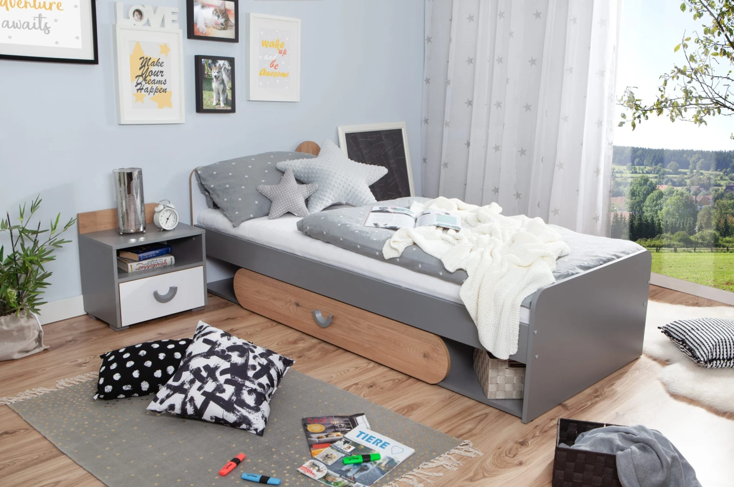 TICAA Jugendzimmer "Mira", 4-tlg, Grau In Grau 3 TICAA Jugendzimmer "Mira", 4-tlg, Grau In Grau – Bild 3