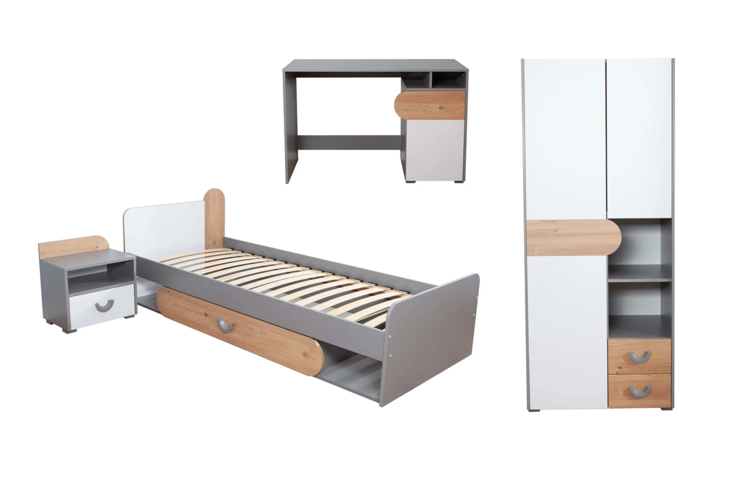 TICAA Jugendzimmer "Mira", 4-tlg, Grau In Grau 1 TICAA Jugendzimmer "Mira", 4-tlg, Grau In Grau