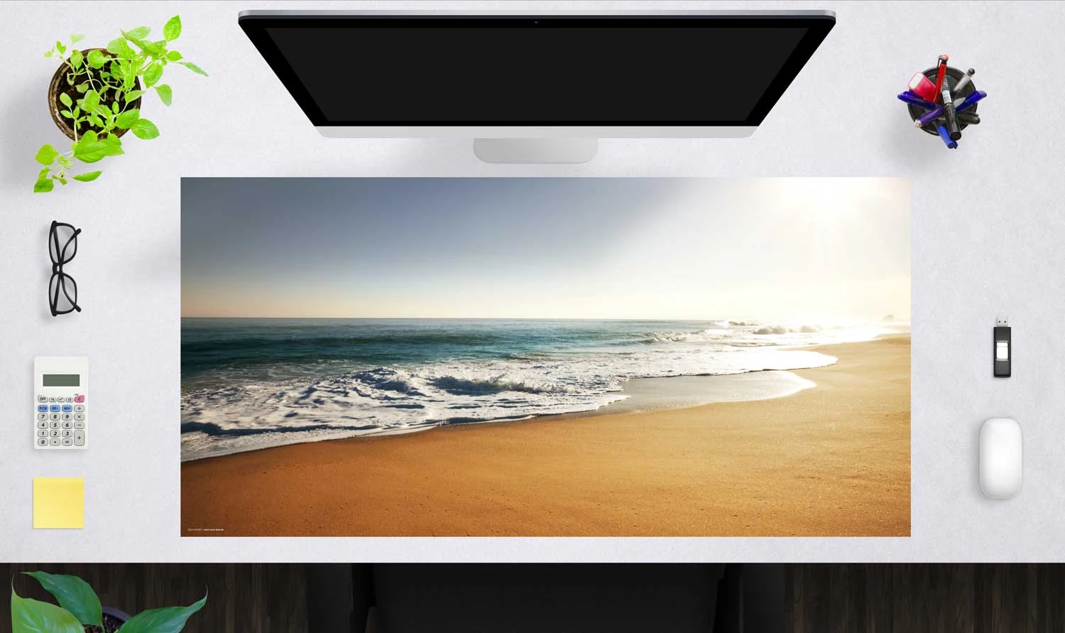 Schreibtischunterlage "Am Strand" In Blau (L)100 X (B)50 1 Schreibtischunterlage "Am Strand" In Blau (L)100 X (B)50