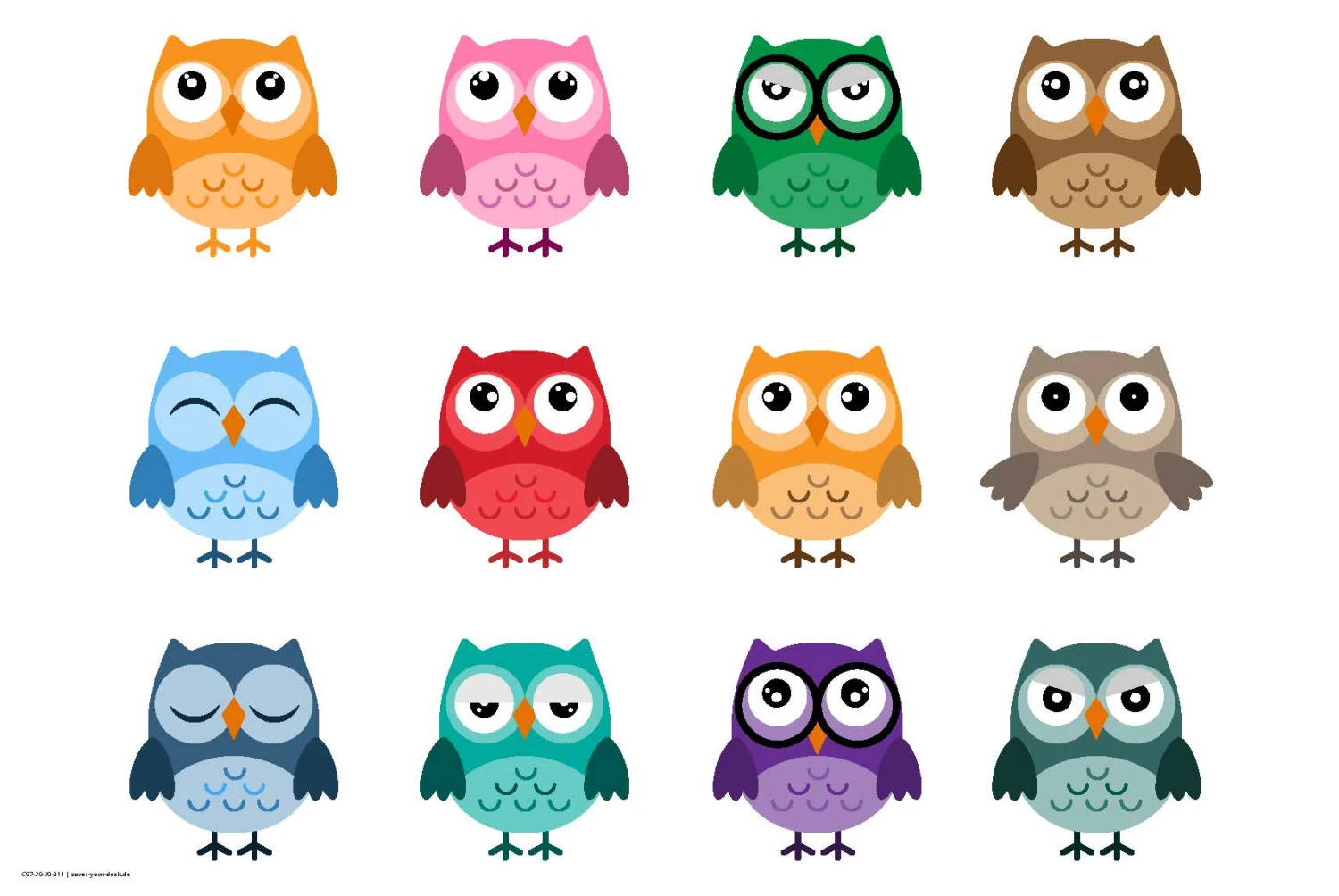 Schreibtischunterlage "Bunte Eulen" In Bunt (L)60 X (B)40 2 Schreibtischunterlage "Bunte Eulen" In Bunt (L)60 X (B)40 – Bild 2