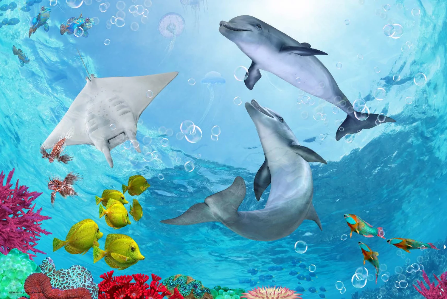 Schreibtischunterlage "Delfine Unter Wasser" In Blau (L)60 X (B)40 2 Schreibtischunterlage "Delfine Unter Wasser" In Blau (L)60 X (B)40 – Bild 2