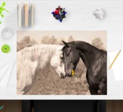 Schreibtischunterlage "Pferdeliebe" In Schwarz/Weiß (L)60 X (B)40