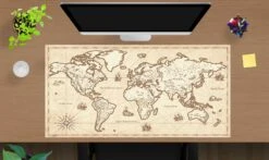 Schreibtischunterlage "Weltkarte Retro" In Beige (L)100 X (B)50