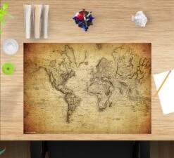 Schreibtischunterlage "Weltkarte Retro" In Beige (L)60 X (B)40