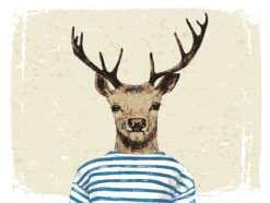 Tischsets I Platzsets "Hirsch Mit Gestreiftem Shirt" (L)30 X (B)40