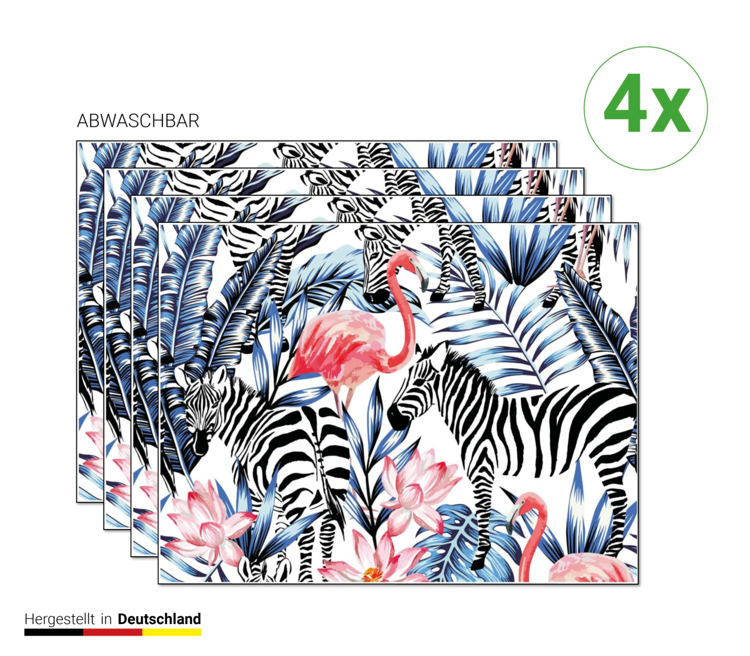 Tischsets I Platzsets "Tropische Zebras Und Flamingos" (L)30 X (B)40 3 Tischsets I Platzsets "Tropische Zebras Und Flamingos" (L)30 X (B)40 – Bild 3