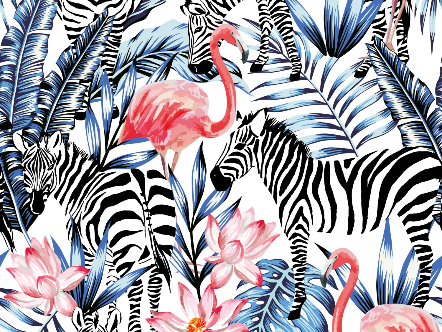 Tischsets I Platzsets "Tropische Zebras Und Flamingos" (L)30 X (B)40 1 Tischsets I Platzsets "Tropische Zebras Und Flamingos" (L)30 X (B)40