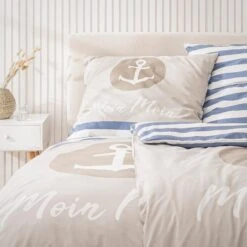 Bettwäsche-Set "Anker Moin Moin" In Blau / Sand (2-teilig) 5 Bettwäsche-Set "Anker Moin Moin" In Blau / Sand (2-teilig) -Kindermöbel traumhelden bettwasche set anker moin moin in blau sand 2 teilig 2