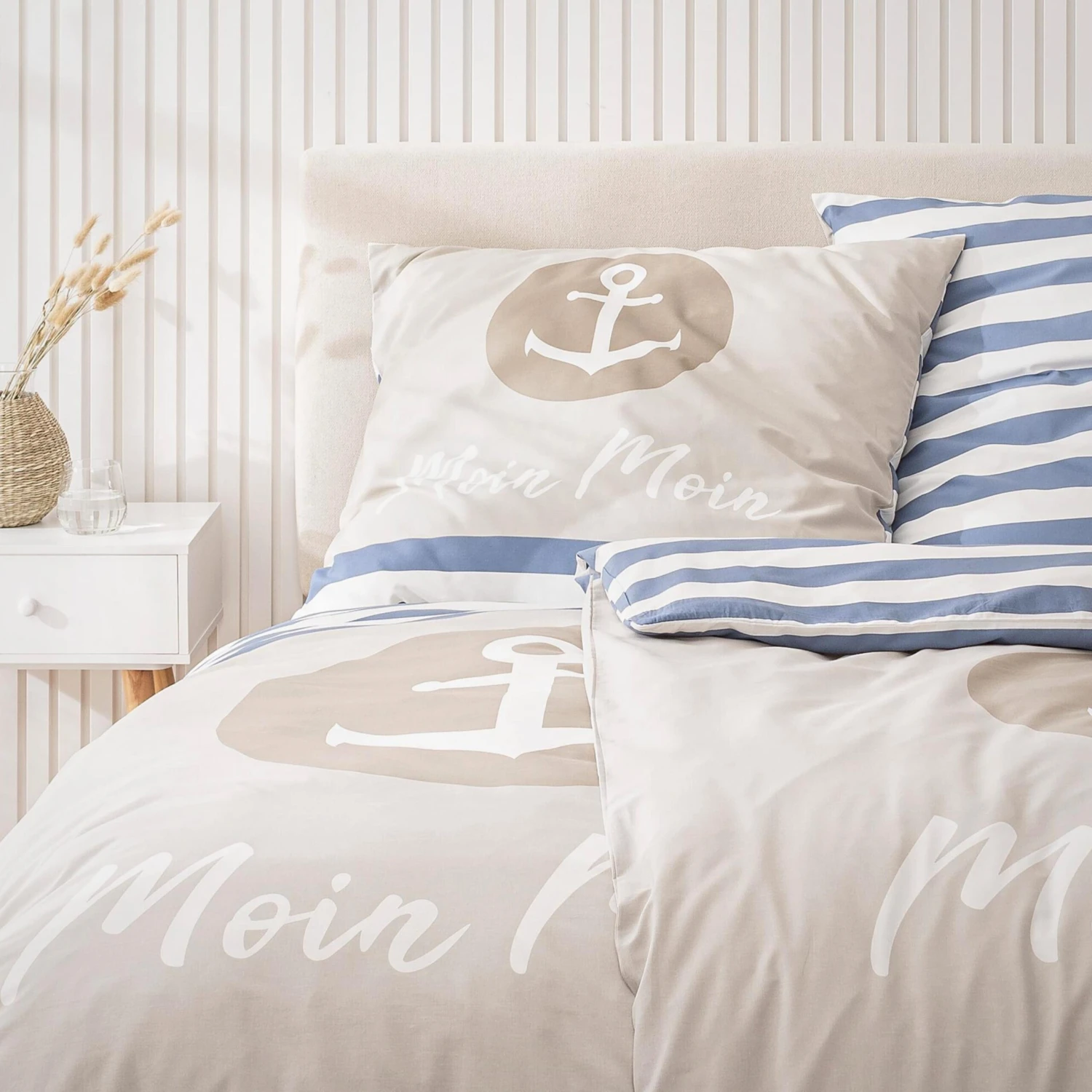 Bettwäsche-Set "Anker Moin Moin" In Blau / Sand (2-teilig) 3 Bettwäsche-Set "Anker Moin Moin" In Blau / Sand (2-teilig) – Bild 3