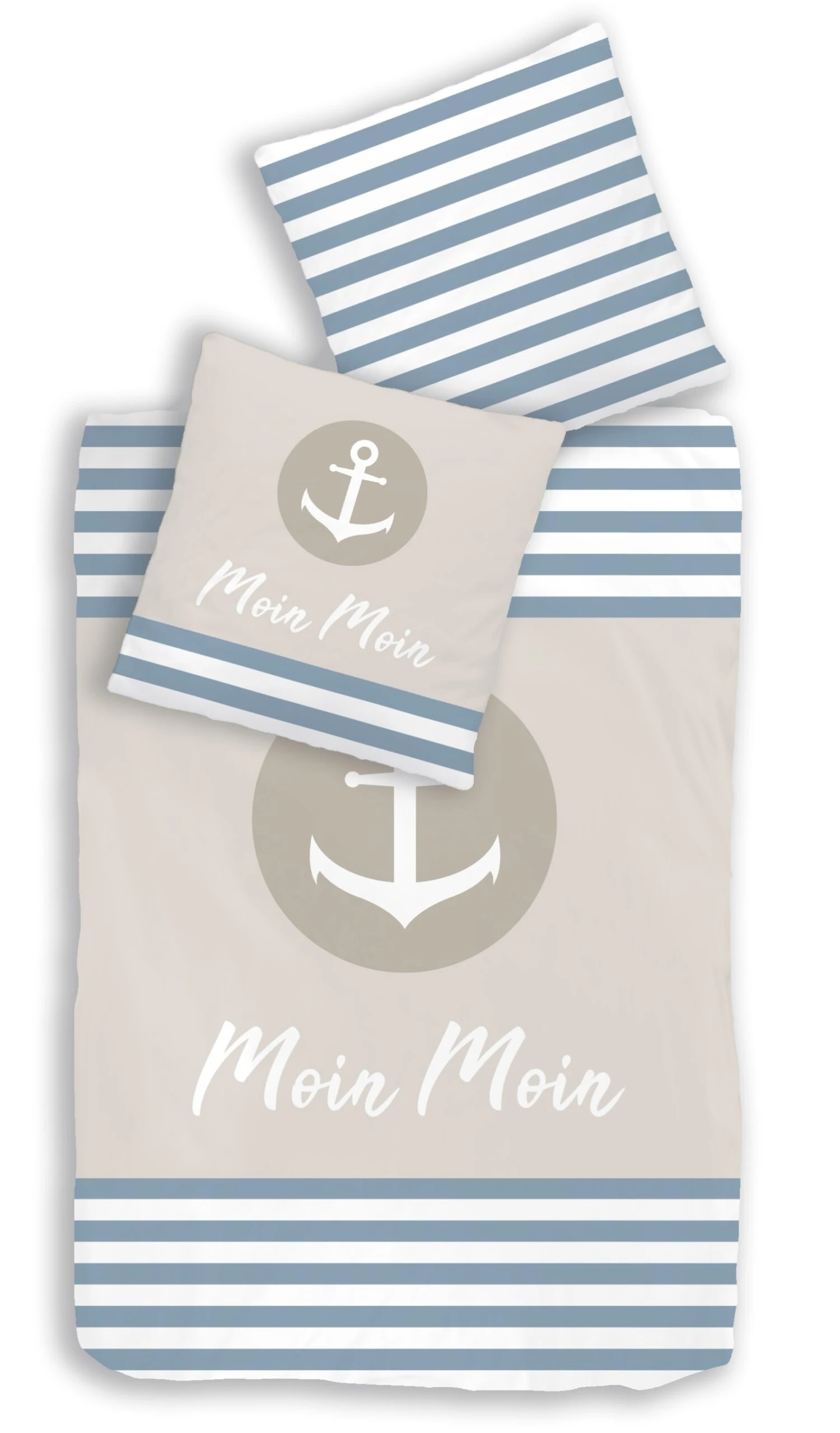 Bettwäsche-Set "Anker Moin Moin" In Blau / Sand (2-teilig) 1 Bettwäsche-Set "Anker Moin Moin" In Blau / Sand (2-teilig)