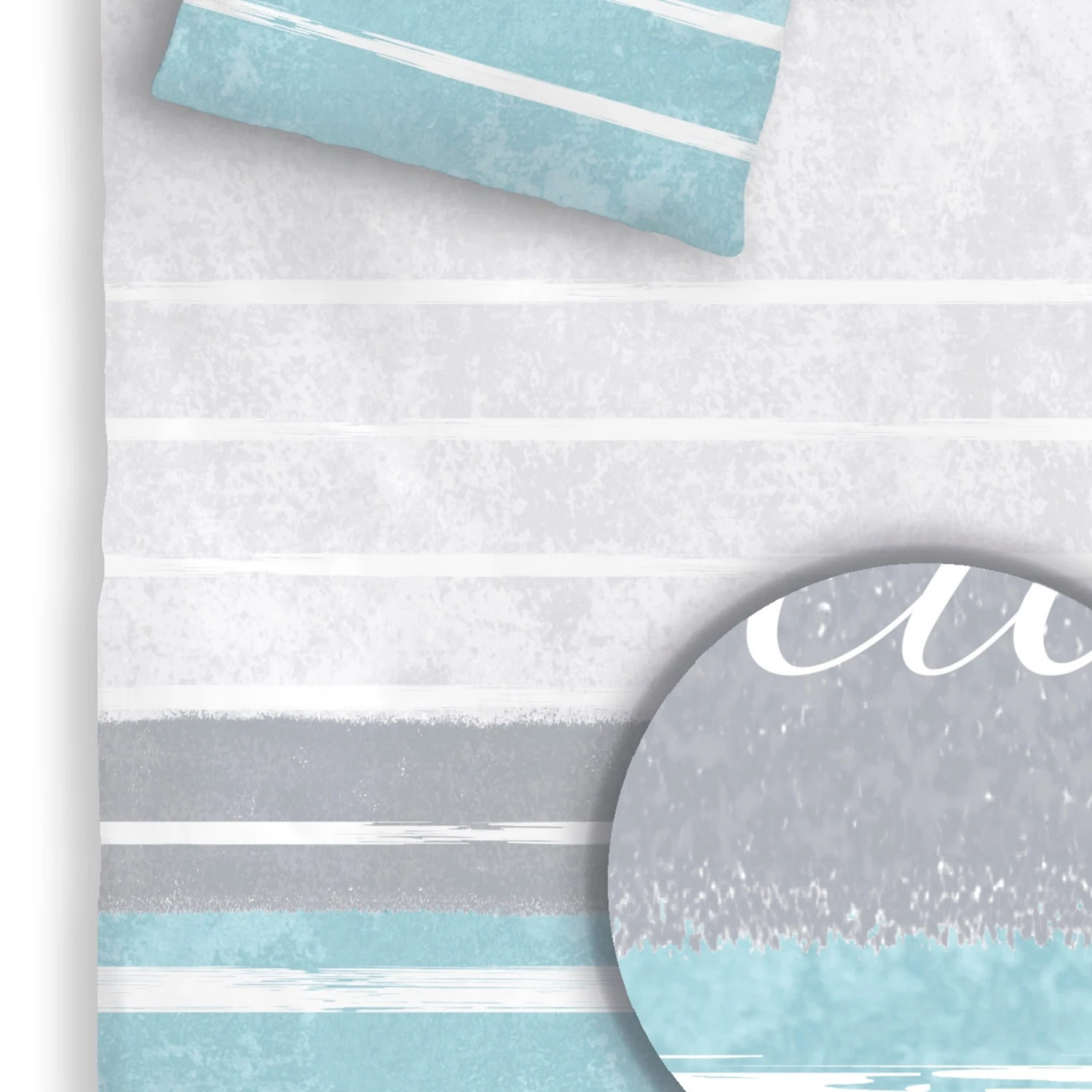 Bettwäsche-Set Biber "Streifen - Traumheld" In Mint / Grau (2-teilig) 2 Bettwäsche-Set Biber "Streifen - Traumheld" In Mint / Grau (2-teilig) – Bild 2