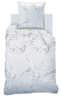 Bettwäsche-Set "Marmor-Optik" In Weiß / Grau