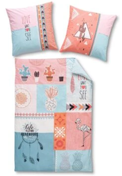 Bettwäsche-Set "Traumfänger, Flamingo, Kaktus & Ananas" In Bunt