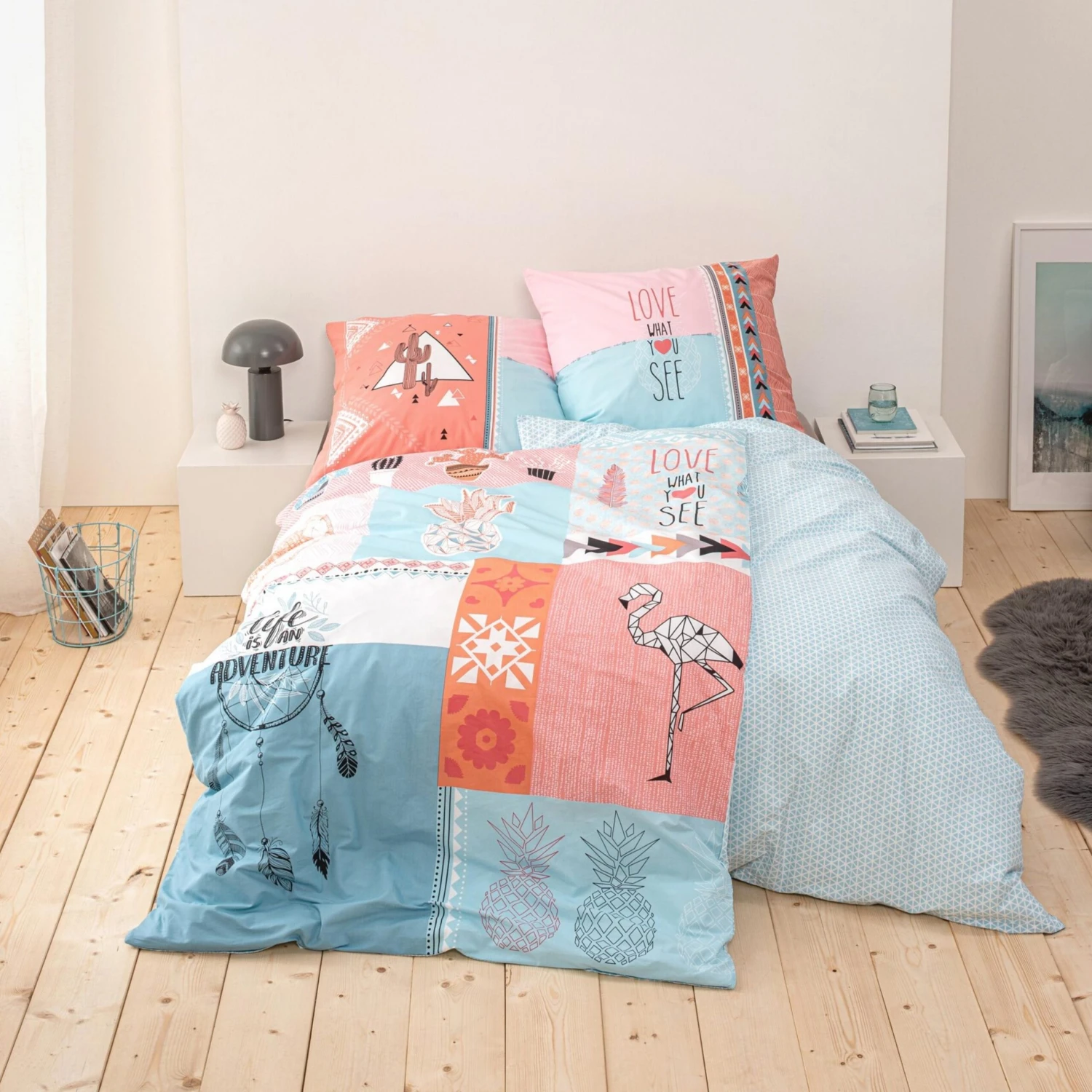 Bettwäsche-Set "Traumfänger, Flamingo, Kaktus & Ananas" In Bunt 5 Bettwäsche-Set "Traumfänger, Flamingo, Kaktus & Ananas" In Bunt – Bild 5