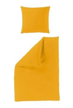Mako-Satin Bettwäsche Garnitur - Uni In Curry