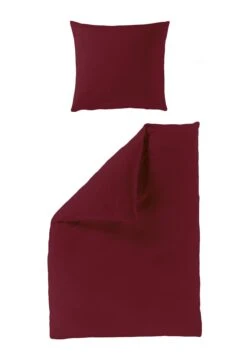 Mako-Satin Bettwäsche Garnitur - Uni In Granat