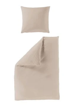 Mako-Satin Bettwäsche Garnitur - Uni In Kitt