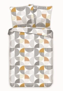 Renforcé Bettwäsche - Halbkreise In Grau