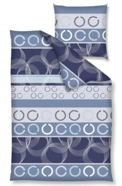 Renforcé Bettwäsche - Kreise Blau In Blau