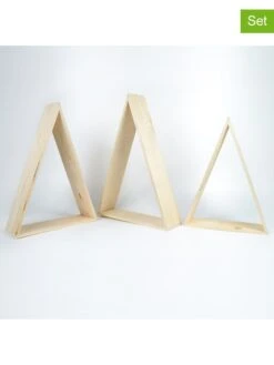 3er-Set: Wandregale "Triangle" In Natur