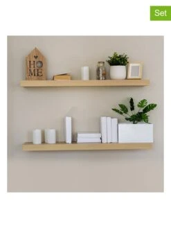 2er-Set: Wandregale In Natur - (L)60 X (B)10 Cm