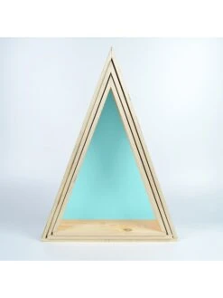 3er-Set: Wandregale "Triangle" In Hellblau/ Hellbraun/ Rosa -Kindermöbel woody kids 3er set wandregale triangle in hellblau hellbraun rosa 2